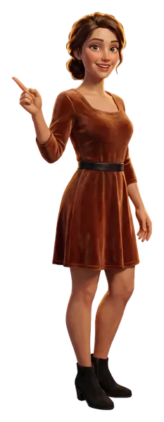 Clara Novak pointing up at the timeline
